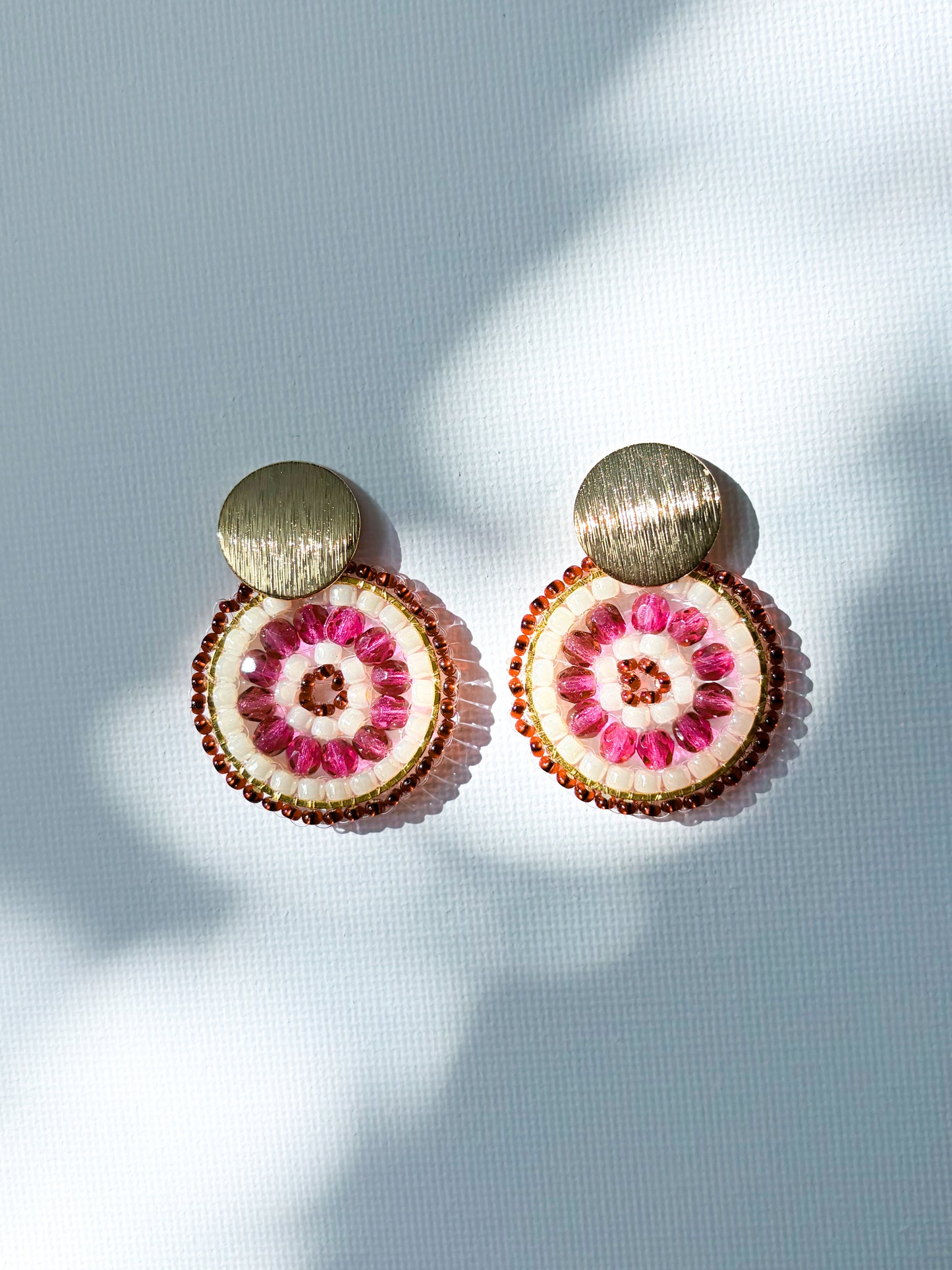 Cherries and Cream - beaded earrings