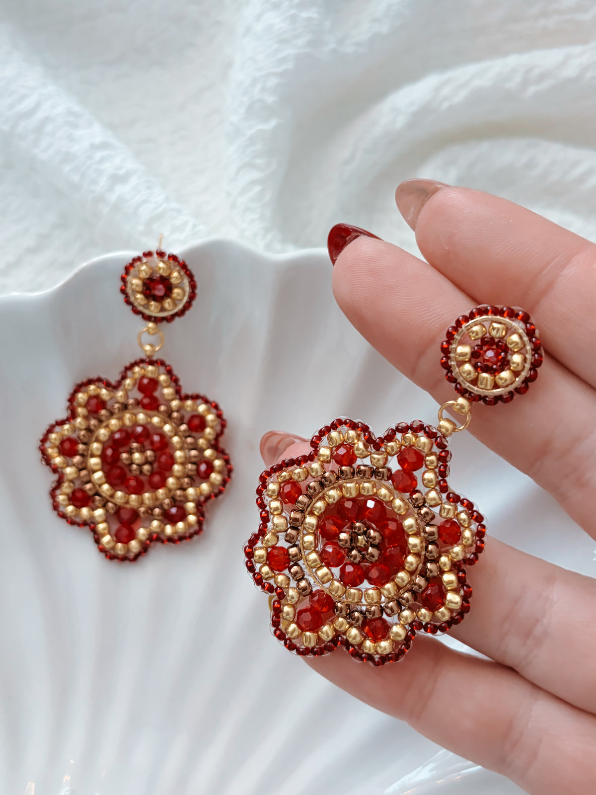Pomegranate - beaded earrings