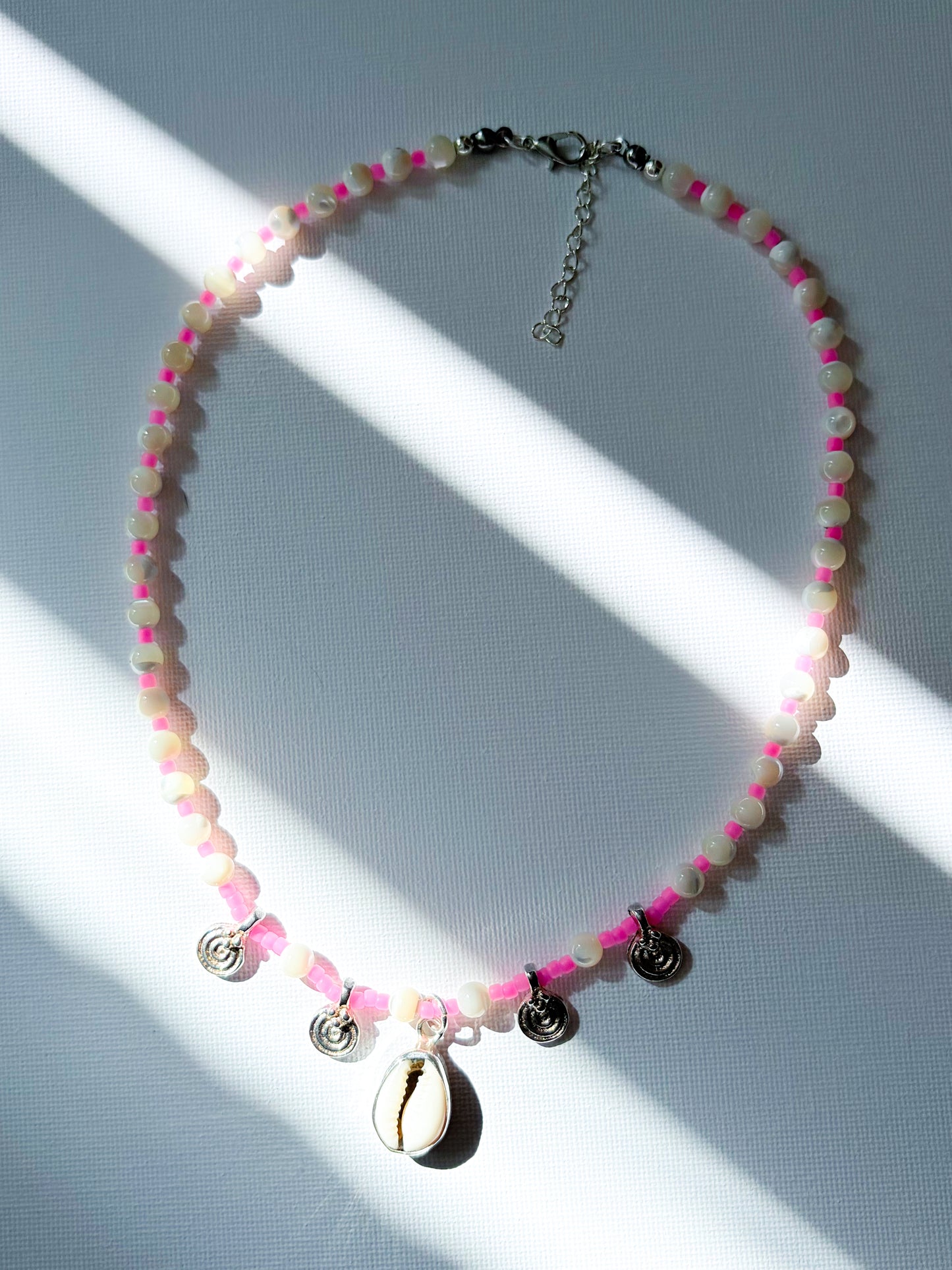 Pink Ocean - Cowrie & mother of pearl necklace