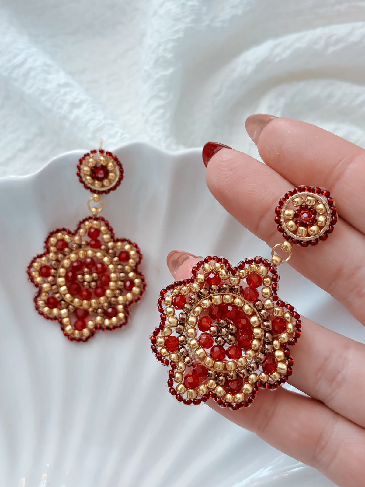 Pomegranate - beaded earrings