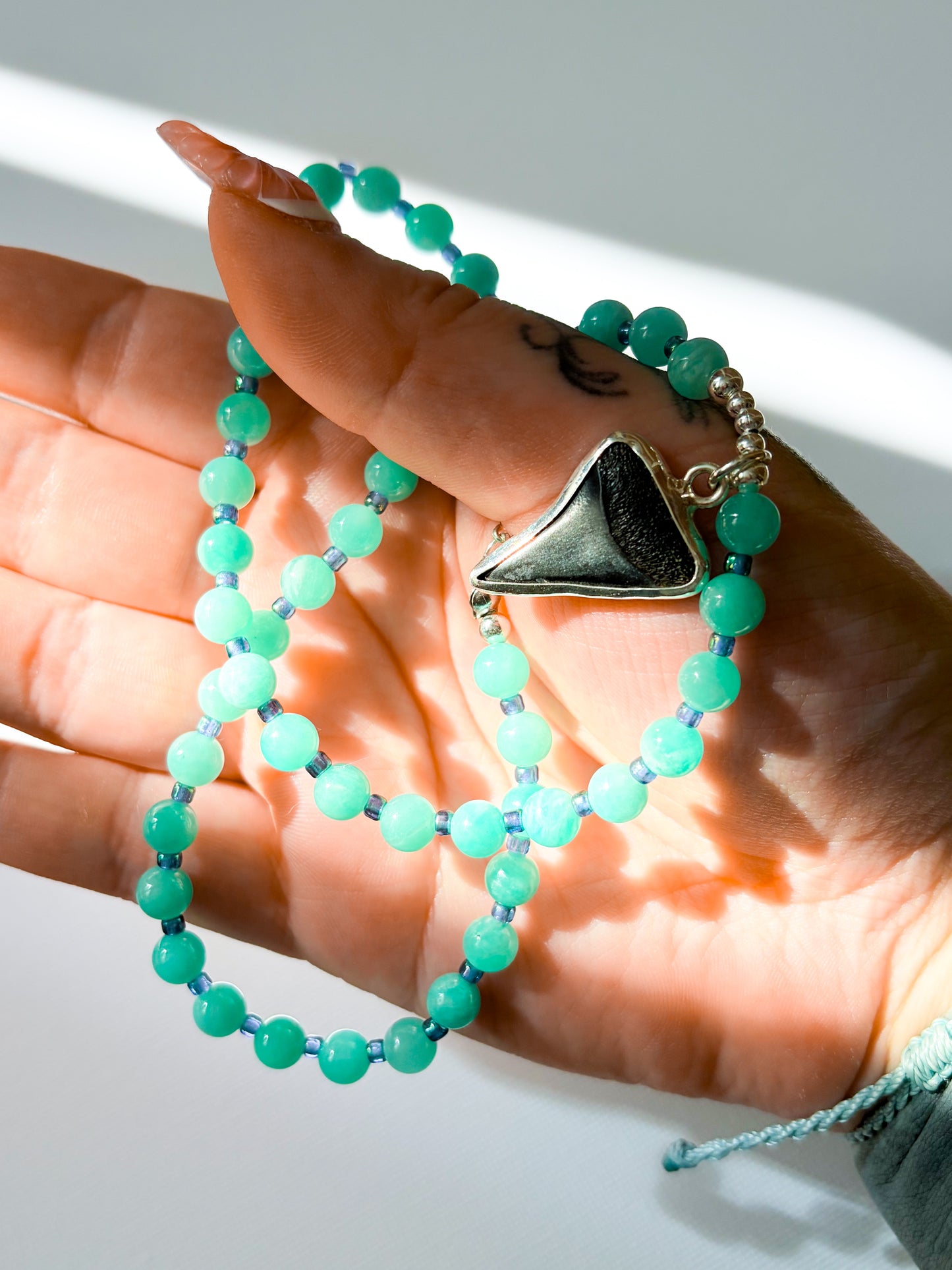 Shark Tooth & Amazonite Necklace