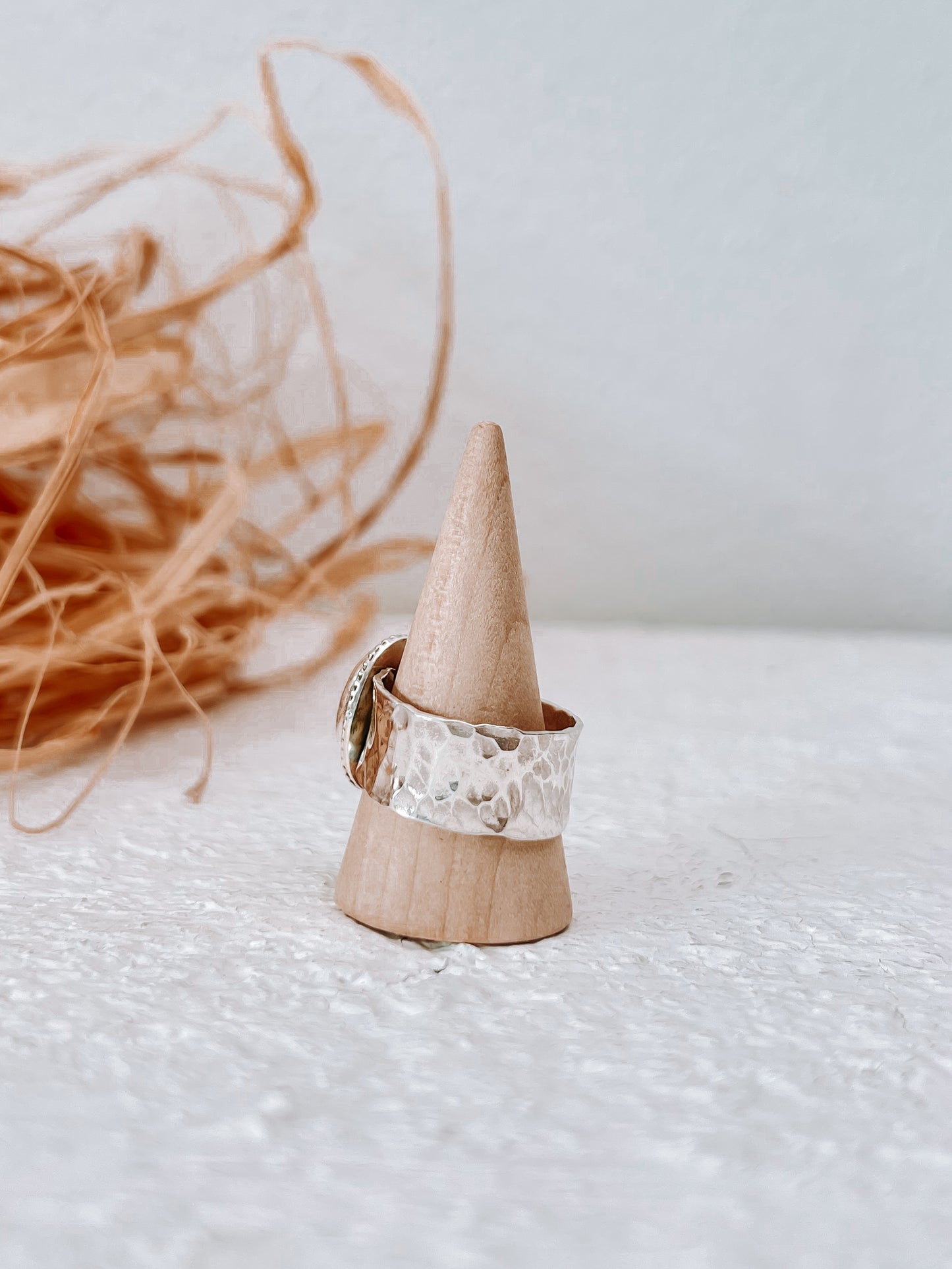 Chunky Turquoise Ring with hammered band (9)