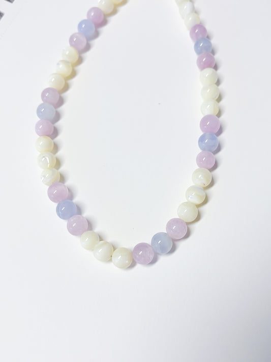 Kunzite & Blue lace agate choker Necklace