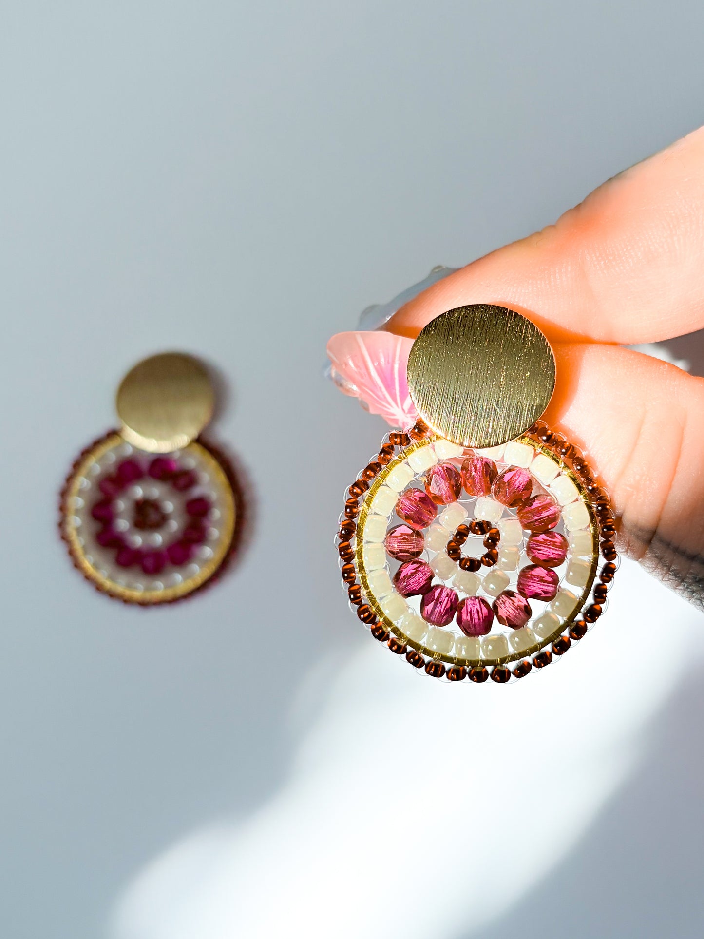 Cherries and Cream - beaded earrings