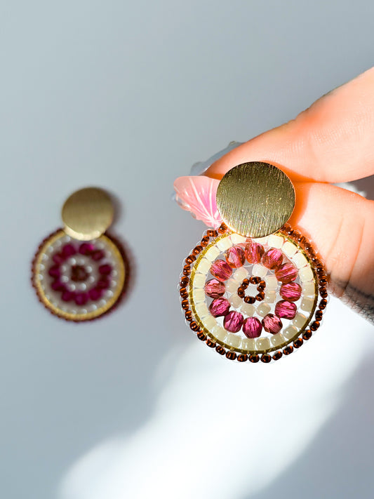 Cherries and Cream - beaded earrings