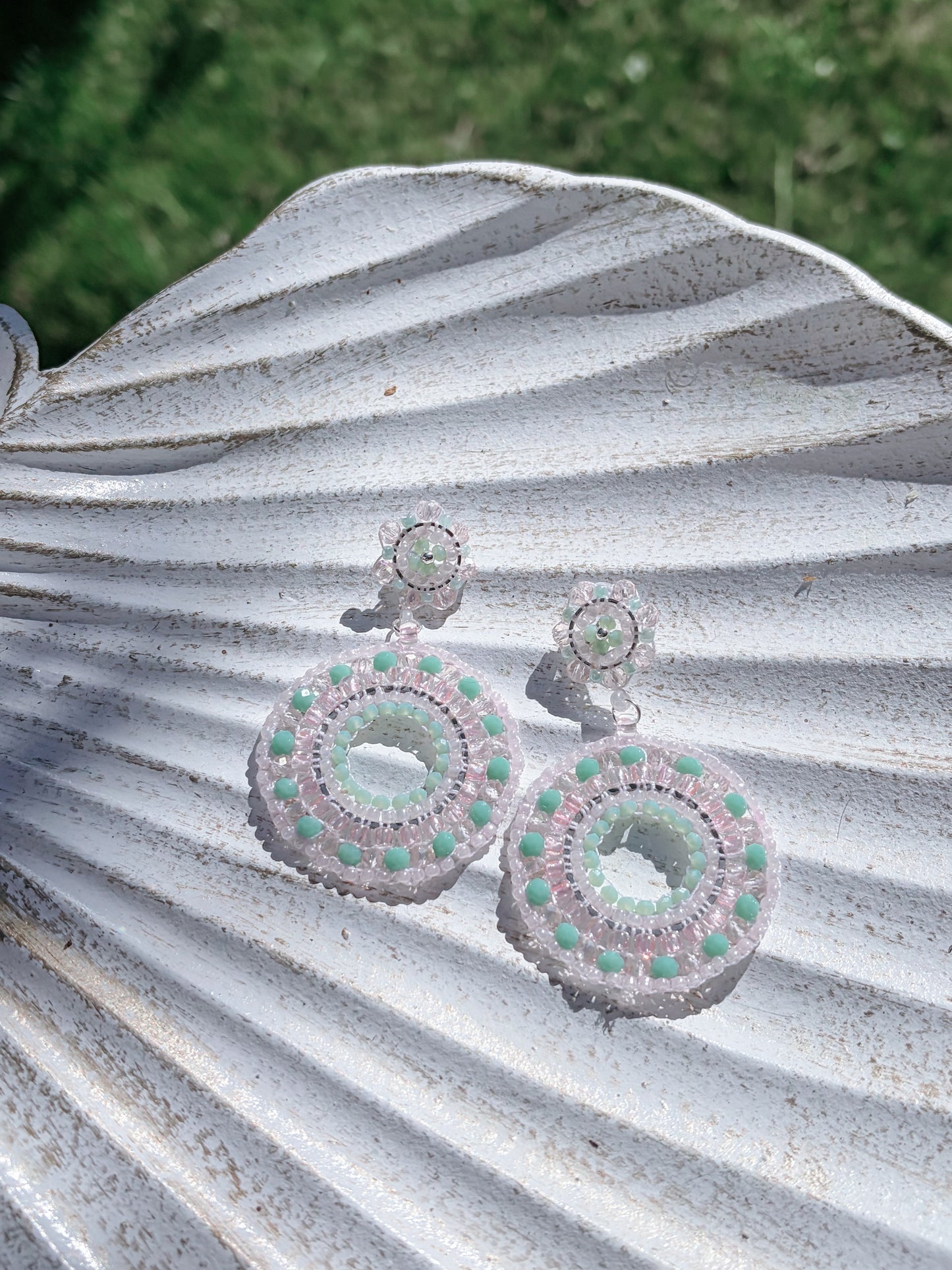 Pink Matcha - beaded earrings
