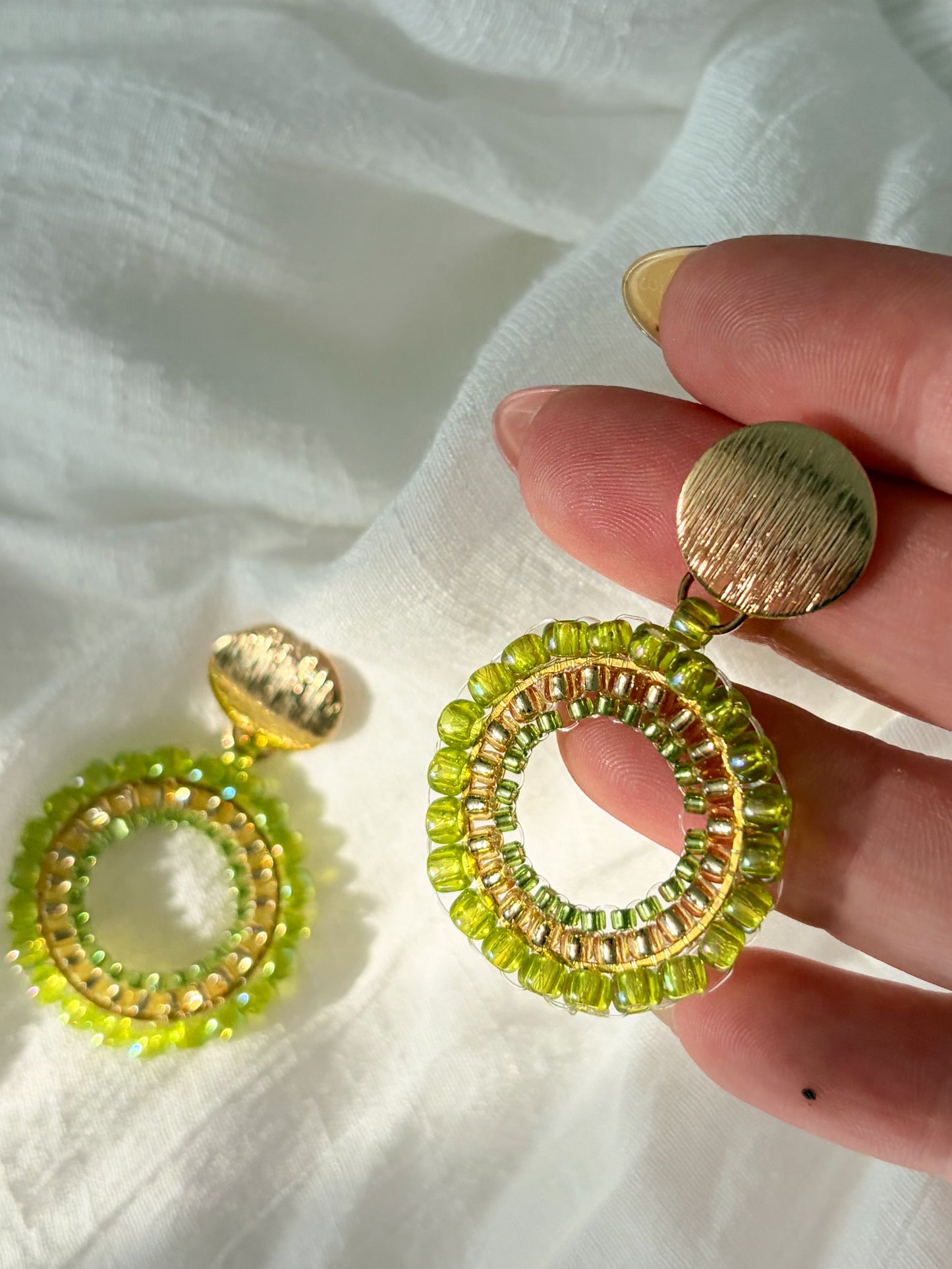 Beaded Earrings “Olive Oil”