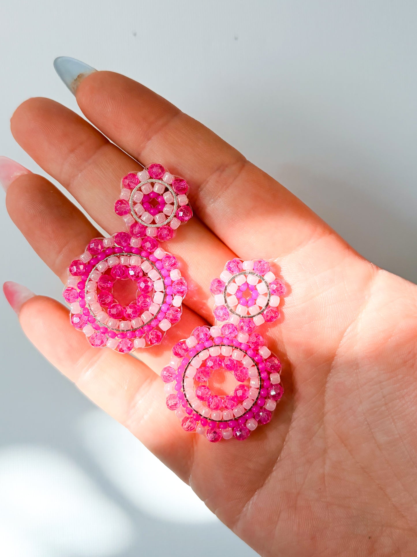 Pink pie - beaded earrings