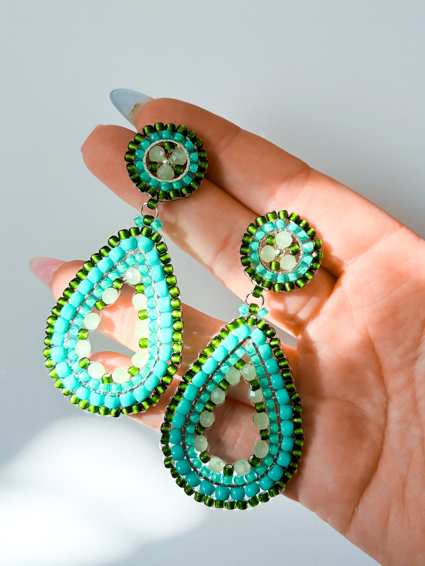 Mossy swamp- beaded earrings
