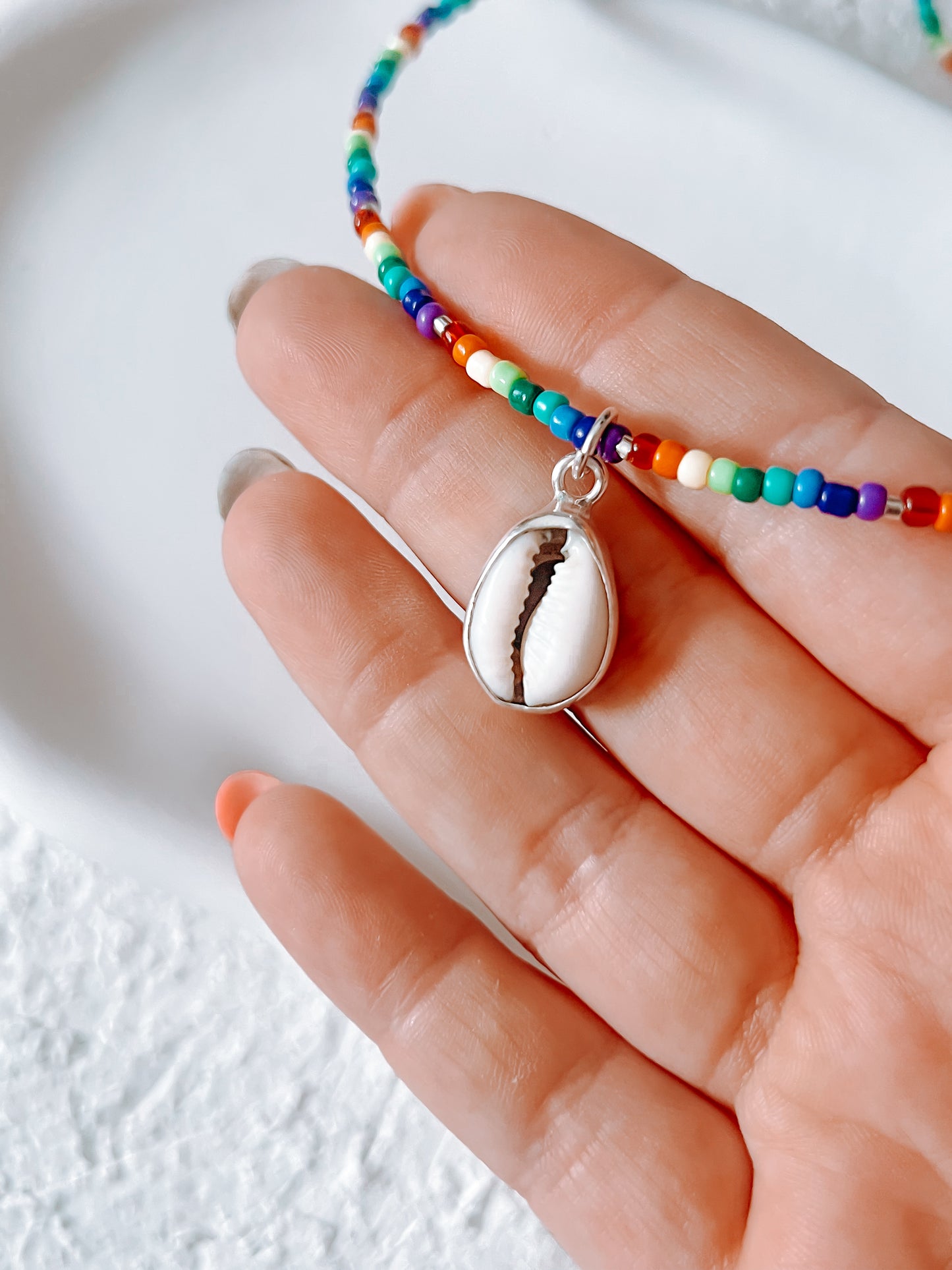 Cowrie Rainbow Necklace