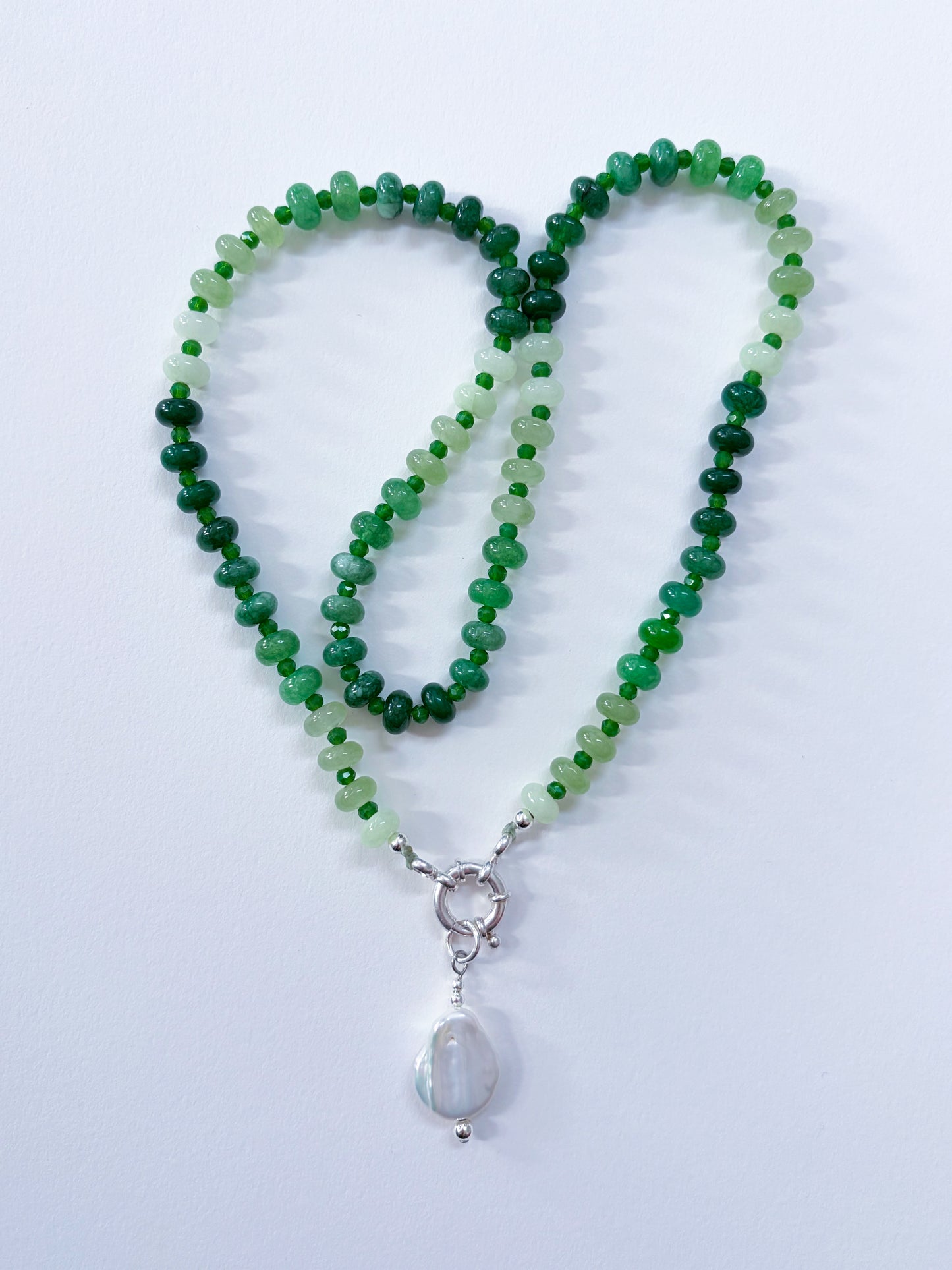 fern Pearl - beaded Crystal Necklace with Pearl Charm