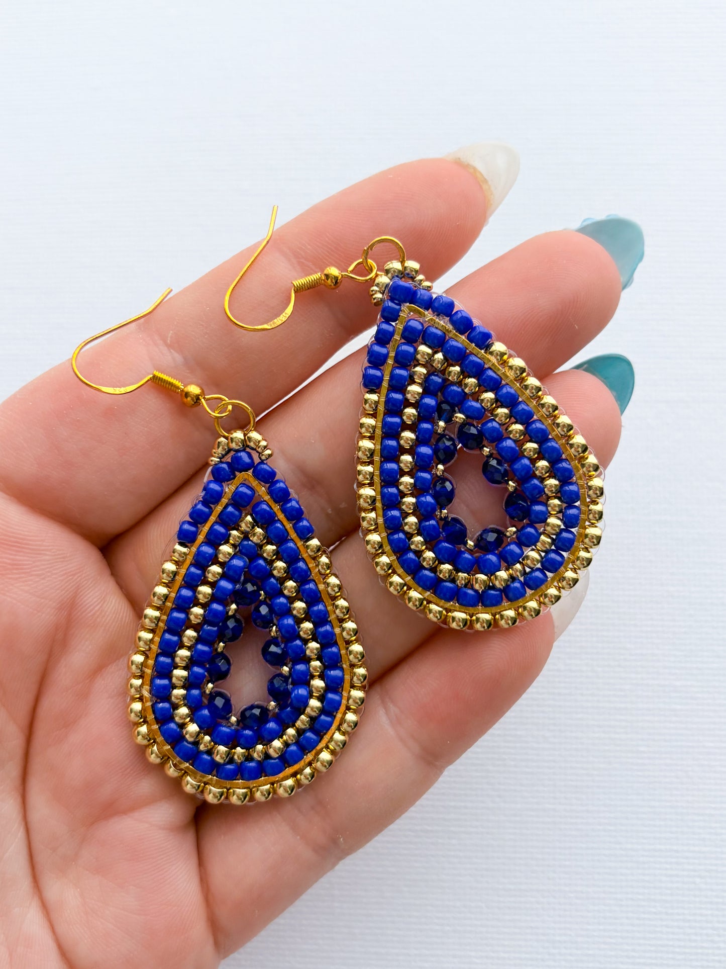 Lapis - beaded earrings