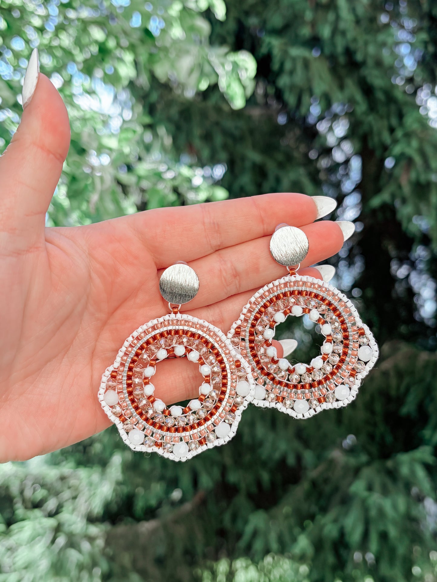 Coconut Milk - beaded Earrings