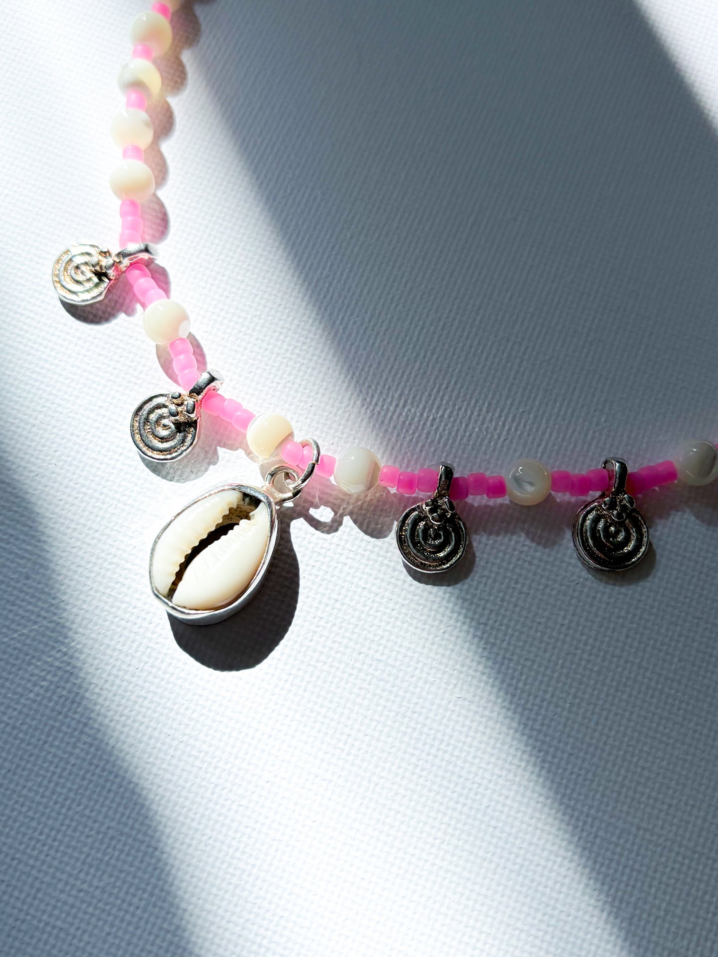 Pink Ocean - Cowrie & mother of pearl necklace