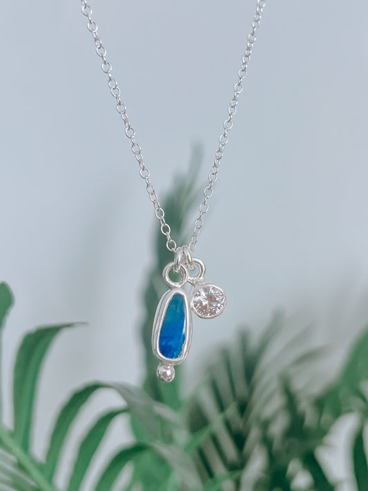 Australian Opal & CZ Necklace