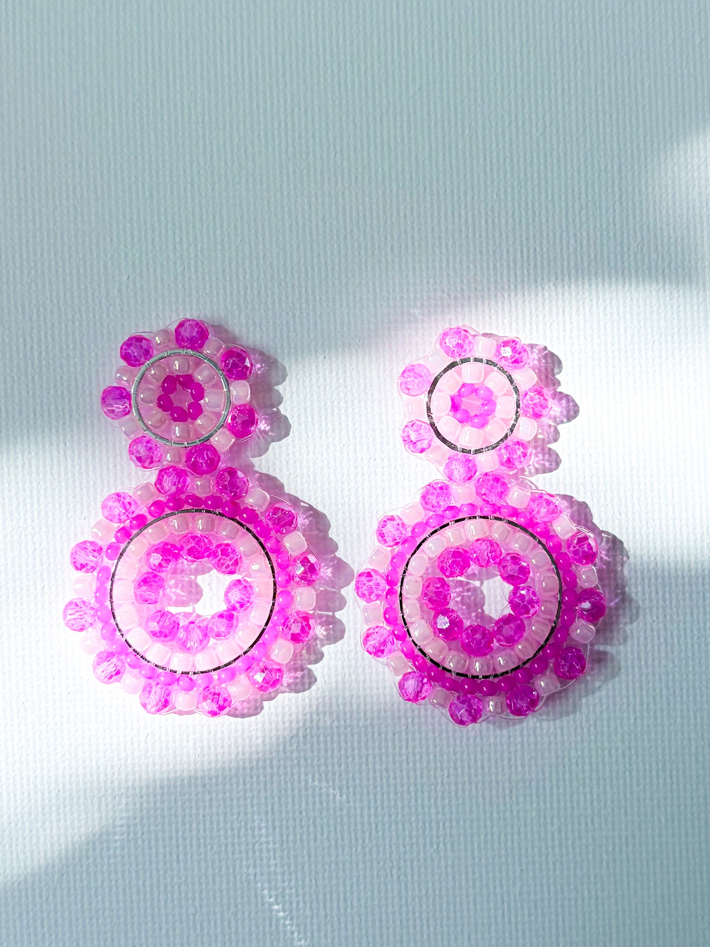 Pink pie - beaded earrings