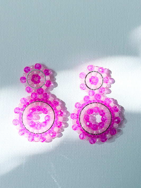 Pink pie - beaded earrings