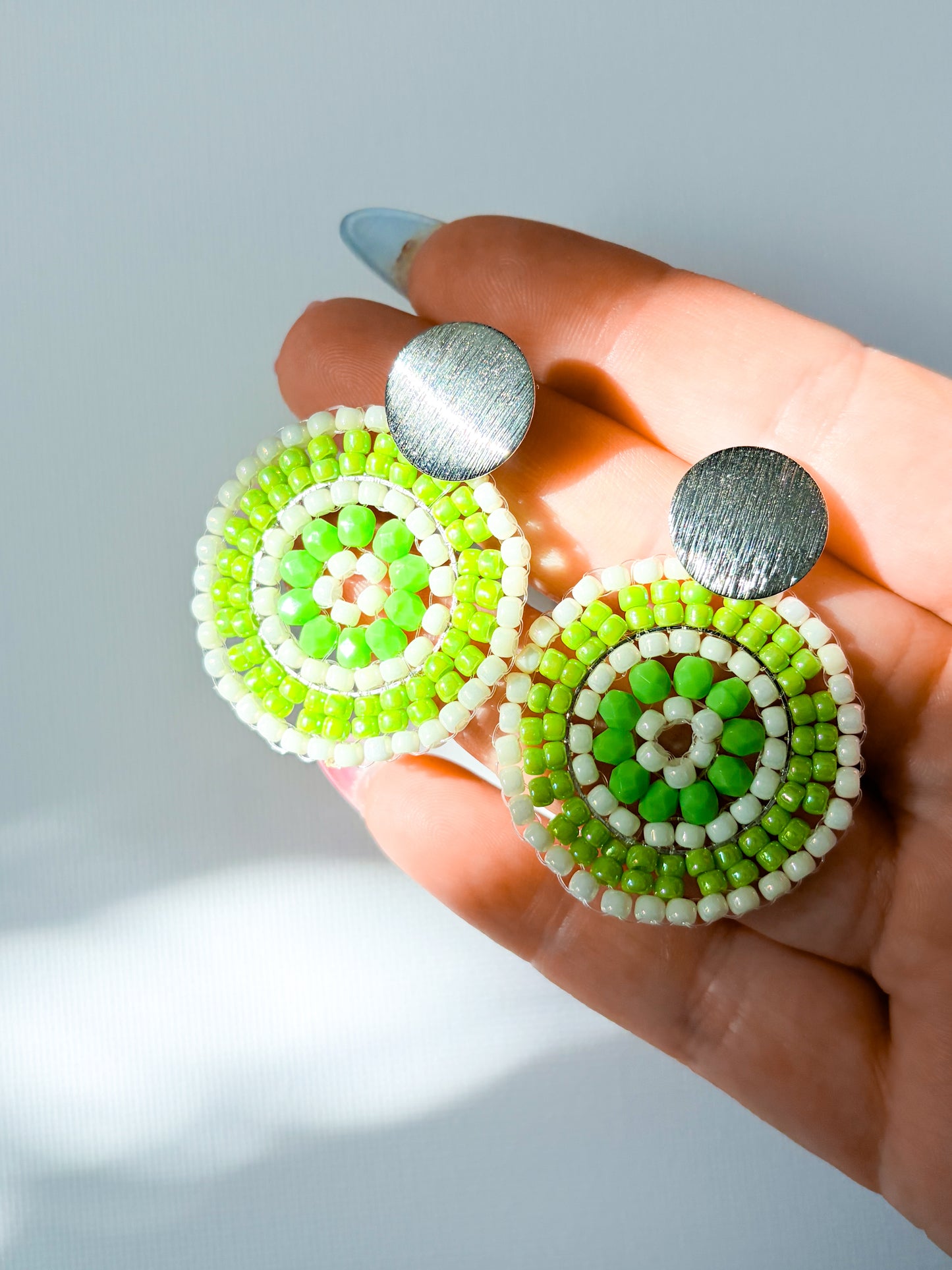 Lime - beaded earrings