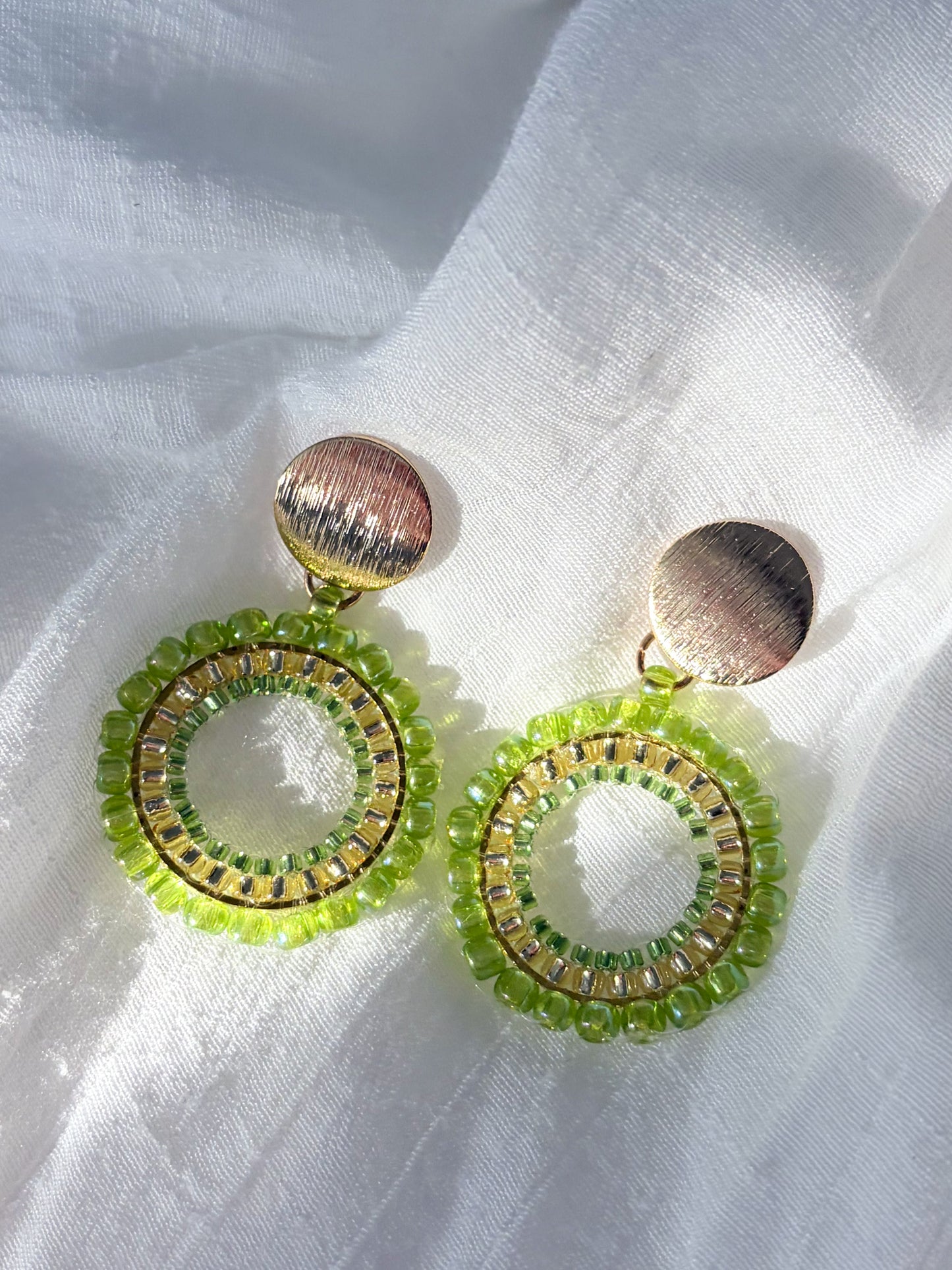 Beaded Earrings “Olive Oil”