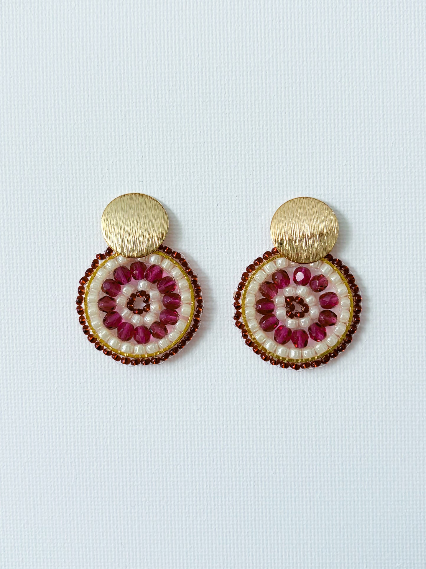 Cherries and Cream - beaded earrings