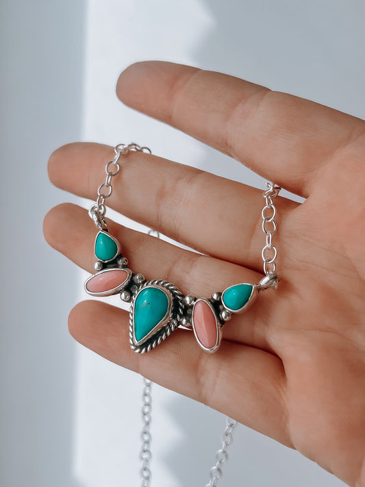 Queen Conch x Arizona Turquoise Cluster Necklace