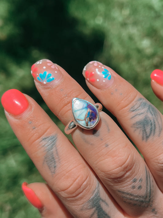 Purple Dahlia Turquoise Ring (6)