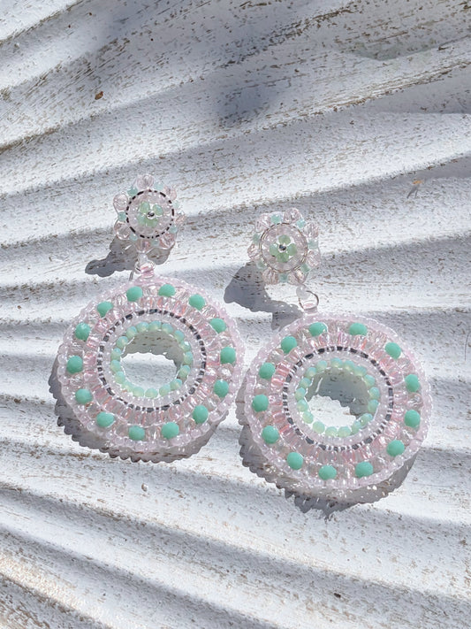 Pink Matcha - beaded earrings