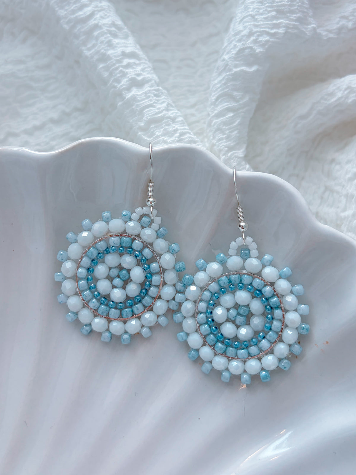 Cloud Cream - beaded earrings