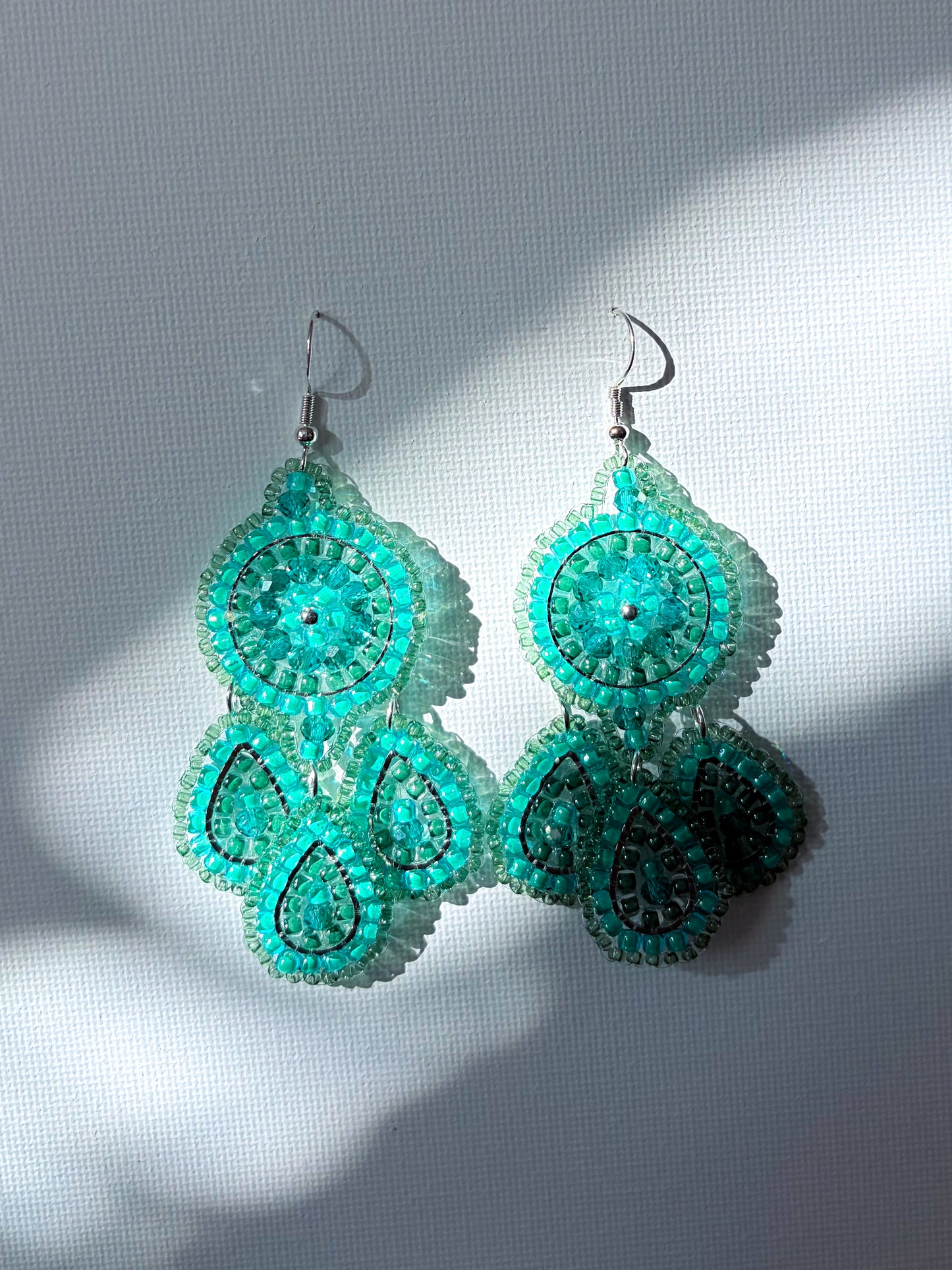 Peacock - beaded earrings